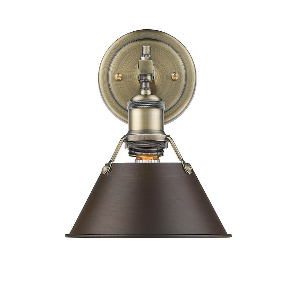 Golden Lighting-3306-BA1 AB-RBZ-Orwell - 1 Light Bath Vanity in Vintage style - 10 Inches high by 7.5 Inches wide Aged Brass Rubbed Bronze Matte Black Finish